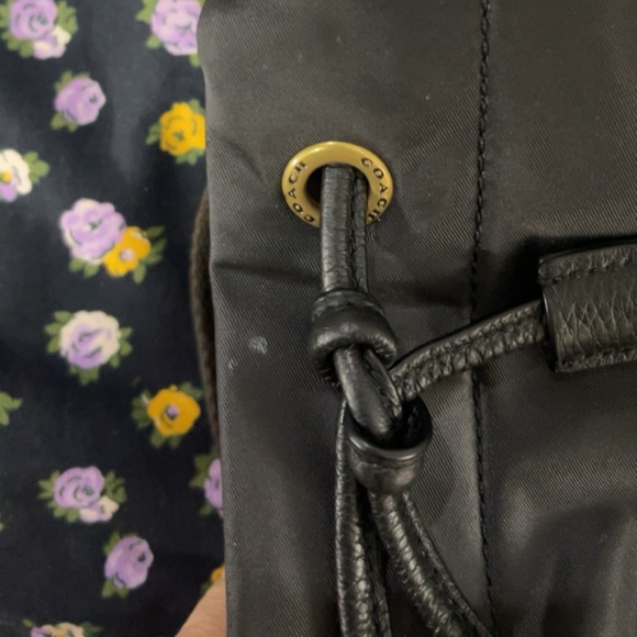 COACH Cargo Backpack Vintage Rose Print Interior Nylon & Leather Black AUTHENTIC - Picture 14 of 16
